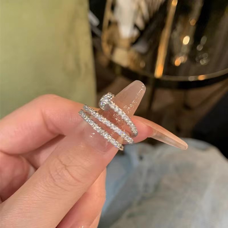 แหวนหลายชั้นแบบเกาหลี สีเงิน สีทอง สำหรับนักเรียน สามารถปรับขนาดได้ เหมาะทำเป็นของขวัญวันเกิด