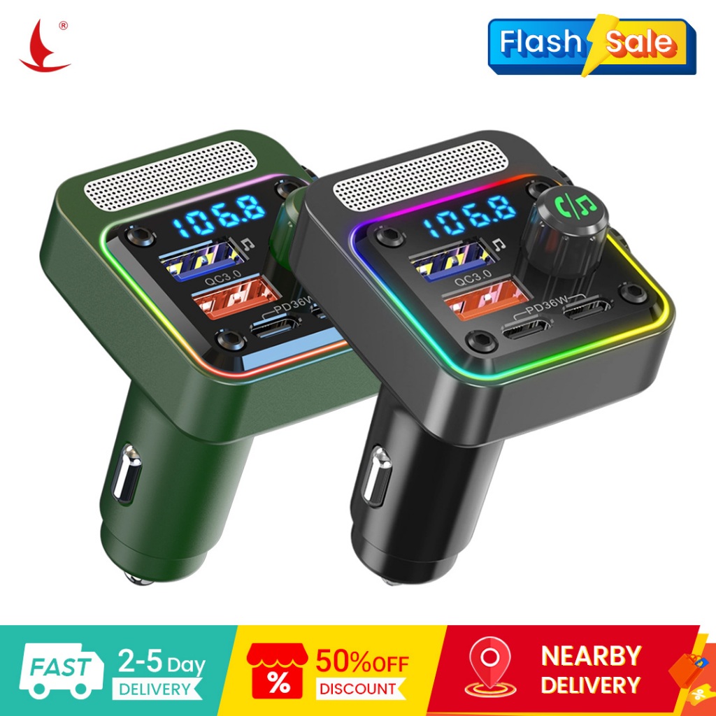 LEADINWAY BC91 รถบลูทูธเครื่องส่งสัญญาณ FM PD 36W Fast Charging แฮนด์ฟรีโทรส่งเสียง