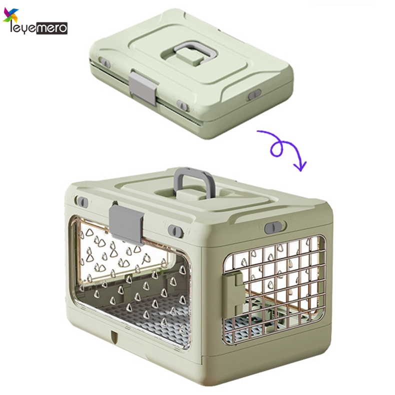 เป้อุ้มสัตว์เลี้ยงแบบพับได้ กรงพกพาแมวและสุนัข เคสแบบพกพาและระบายอากาศได้ดี