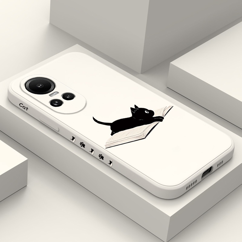 เคสโทรศัพท์สําหรับOPPO Reno 10Pro 10 8Z 8 Pro 8T T Z 7Z 6 5 Pro Plus 5G 4Gอ่านแมวCreative Design Cov