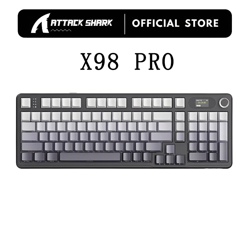 ATTACK SHARK X98PRO ปะเก็นคีย์บอร์ดไร้สาย Hot Swappable ด้านข้างพิมพ์ PBT Keycaps คีย์บอร์ดเกมกล