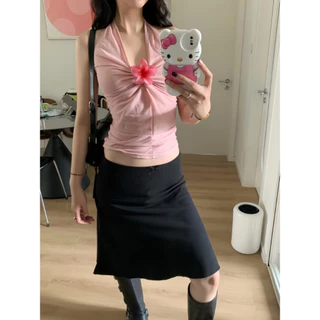 Hotpink ส่งจาก Bangkok🔥กระโปรงสั้นเอวสูงผ้าลูกไม้ฝรั่งเศส กระโปรงเซ็กซี่สำหรับฤดูร้อน กระโปรงทรงเข้ารูป