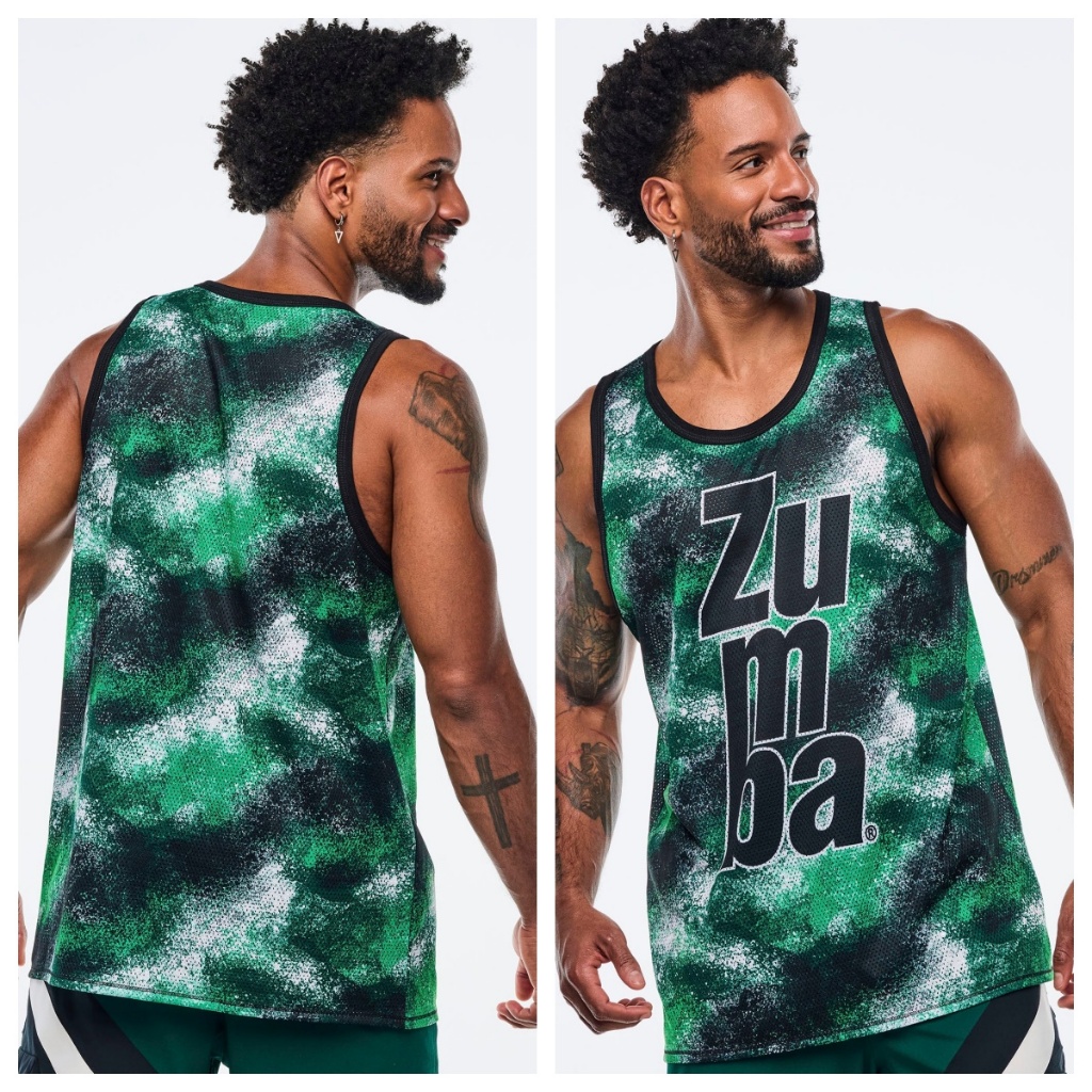 ใหม่มีจําหน่าย Zumba Fitness Clothes Apres Zumba Mens Basketball Tank Black/GreenZ1T00 0107