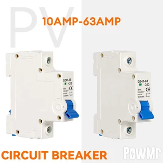 PowMr 10A -63A AC และ DC Circuit Breaker Miniature Safety Breaker สําหรับพลังงานแสงอาทิตย์สวิทช์ 1POLE Din Rail โลหะ Groove Flame-Retardant วัสดุ