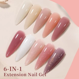 UR SUGAR 6-IN-1 Jelly White Nude เล็บเจลอะคริลิคใส Quick Building เล็บ UV LED เจลกึ่งถาวรเคลือบเงา 150g