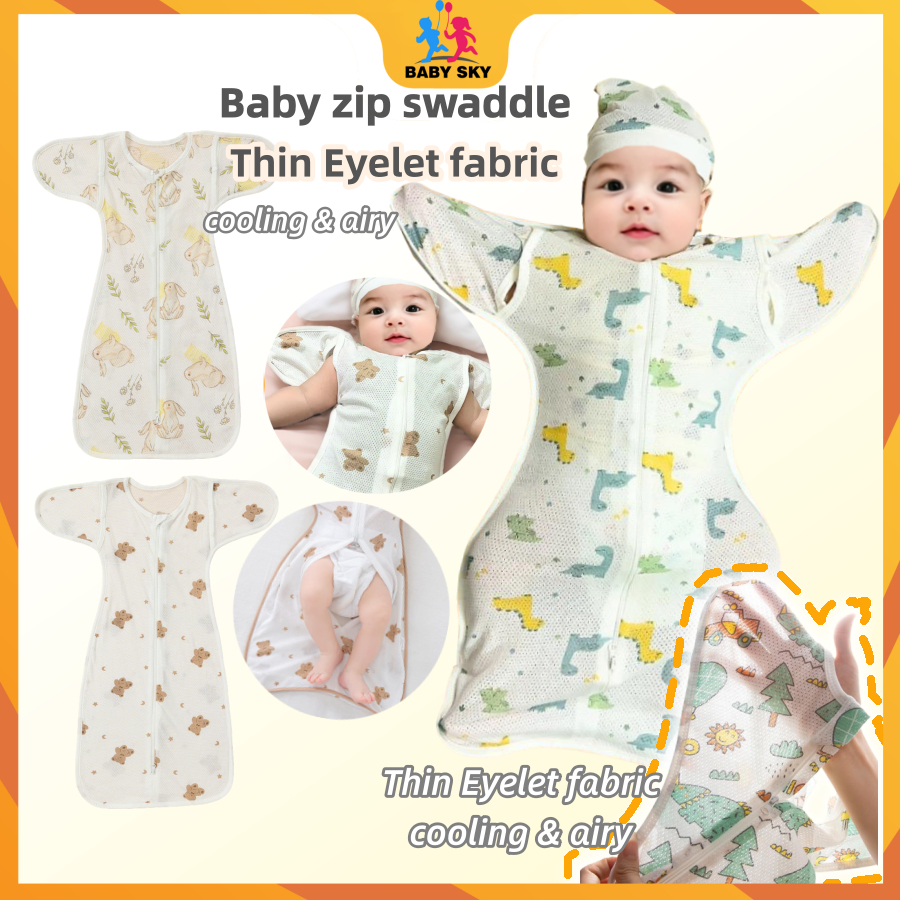 ผ้าห่อตัวเด็กซิปผ้าฝ้ายมาเลเซียสต็อก selimut bayi ผ้าห่อตัวเด็กแขนการ์ตูนเด็กซิปห่อตัวเด็กผ้าห่มถุงนอนเด็ก bedung เด็ก saiz bessar bedung ซิป kain