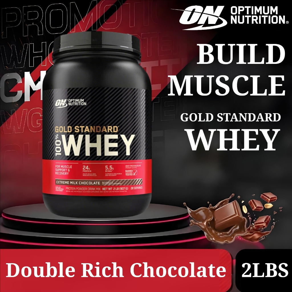 Optimum Nutrition Whey Protein Powder, ON Gold Standard ผงโปรตีนสร้างกล้ามเนื้อ , 2lbs