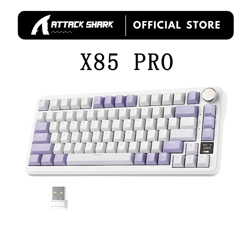 ATTACK SHARK X85Pro Hot Swappable Mechanical Gaming Keyboard 75% TFT Display & Knob RGB BT5.1/2.4Ghz