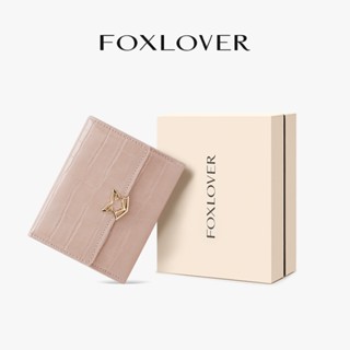 FOXLOVER กระเป๋าสตางค์ผู้หญิง Short Trifold Cracked Design ส…