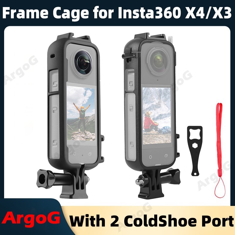 ArgoG กรอบป้องกันกรงสําหรับ Insta360 X4 / X3 กรอบพลาสติกกรณีรองเท้าเย็น Mount น้ําหนักเบา Insta360 X4 อุปกรณ์เสริม