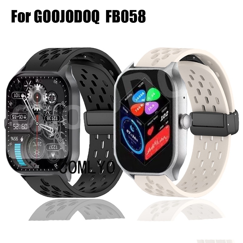 สําหรับ GOOJODOQ FB058 สายนาฬิกาอัจฉริยะซิลิโคนปุ่มแม่เหล็ก Soft Band ผู้หญิงผู้ชายสายรัดข้อมือกีฬา