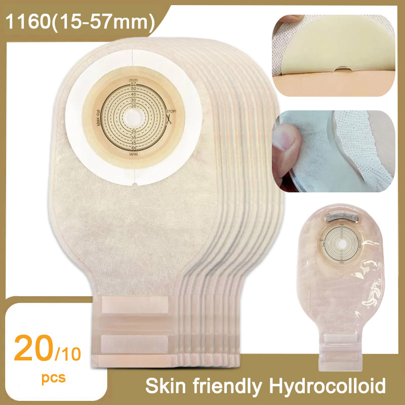 Xinkangning Ostomy กระเป๋า double-layer 20/10pcs Cut-to 15-57mm One-single System สีผิว Drainable กระเป๋า Colostomy กระเป๋าพร้อมคลิป