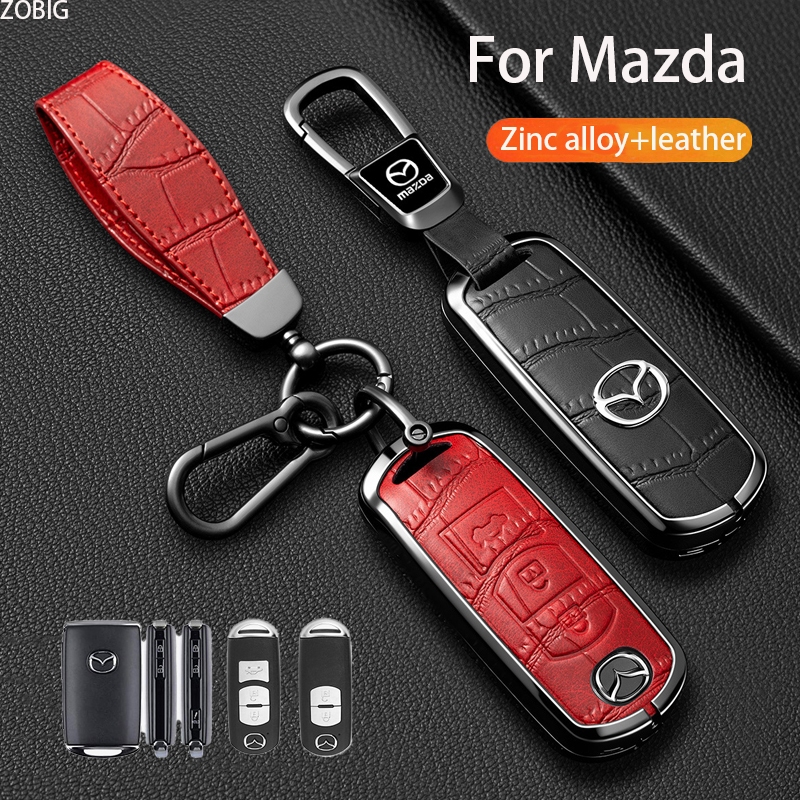 ZOBIG รูปแบบหนังจระเข้ฝาครอบกุญแจรถ fit สําหรับ 2019-2025 Mazda 2 3 5 6 2023 CX-4 CX-5 CX-7 CX-9 CX-