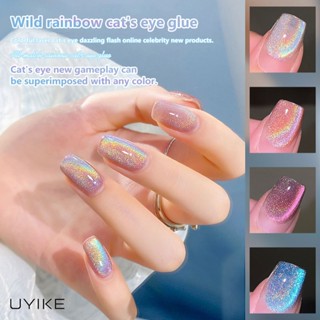 UYIKE ยาทาเล็บตาแมวสีรุ้งใหม่ไวท์เทนนิ่งยอดนิยมและกระพริบคริ…