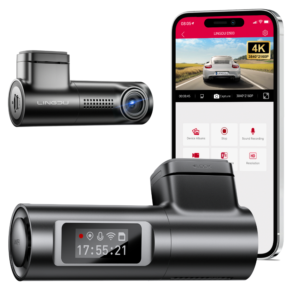 4K Dashcam LINGDU D500 รุ่น UPGRADED พร้อม WiFi GPS Super Night Vision Loop Recording Car Dash Cam