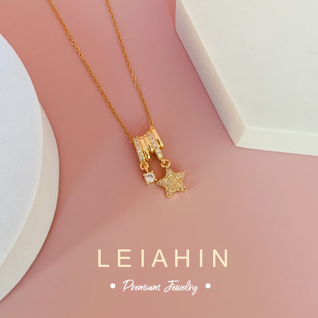 LEIAHIN Star Blink จี้สร้อยคอนามธรรมสำหรับผู้หญิง แบบแฟชั่น สร้อยคอ ดาว สร้อยดาว จี้ดาว