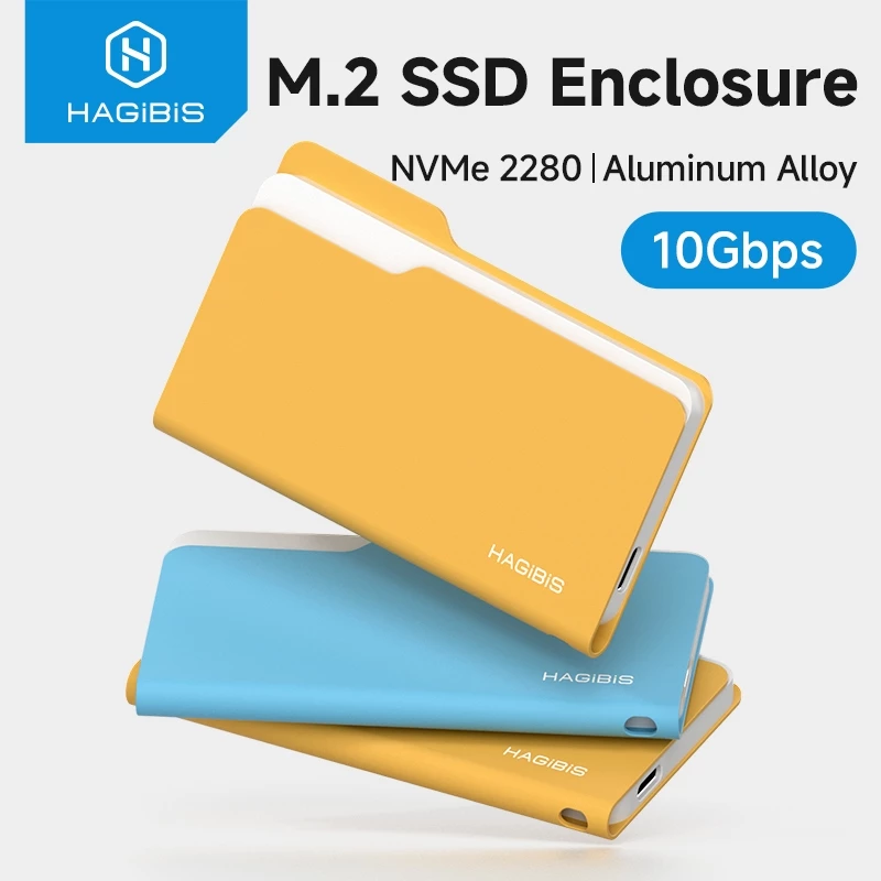 Hagibis M.2 NVMe SSD Enclosure 10Gbps USB3.2 Gen2 ความเร็วสูง Transfer ใช้งานร่วมกับ M.2 NVMe SSDs ใน 2230/2242/2260/2280 รูปแบบ Factors เหมาะสําหรับแล็ปท็อป iPhone 17