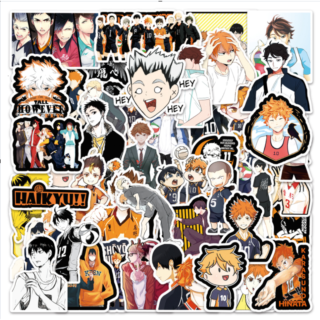 50ชิ้น การ์ตูนน่ารัก ไฮคิว!! กันน้ําสติ๊กเกอร์รูปลอกบ้าน PC Labop กระเป๋าเดินทางหมวกกันน็อคสติ๊กเกอร์ไวนิล