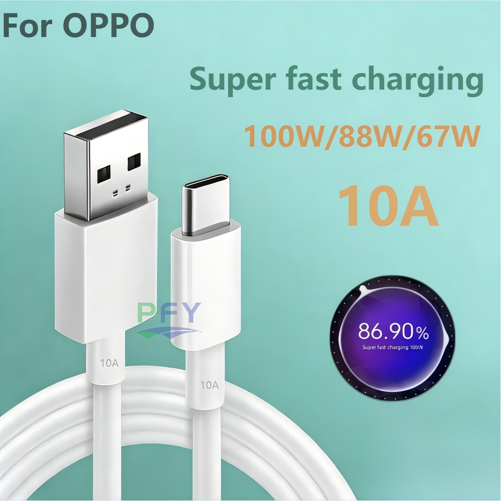 10A Super Fast สายชาร์จข้อมูล Type-C USB 100W 88W 67W สําหรับ Oppo Realme X 5 6 X50 X3 X5 Pro X50 สายไฟ Turbo สายชาร์จ Android โทรศัพท์