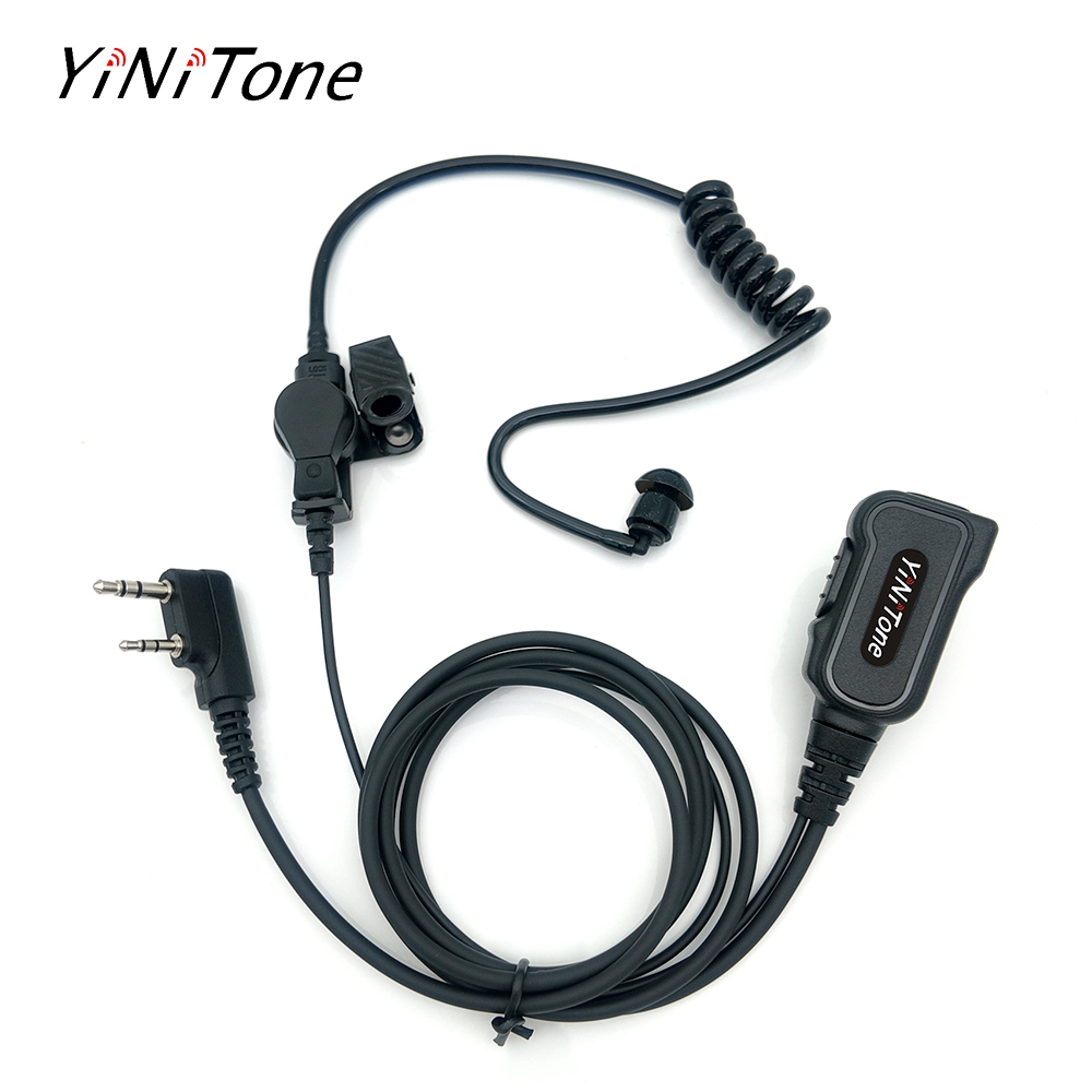 YiNiTone EAP-2B หูฟังที่มองไม่เห็นพร้อม PTT สีดําใหญ่ เข้ากันได้กับ UV-5R, BF-888S, TK Series สําหรั