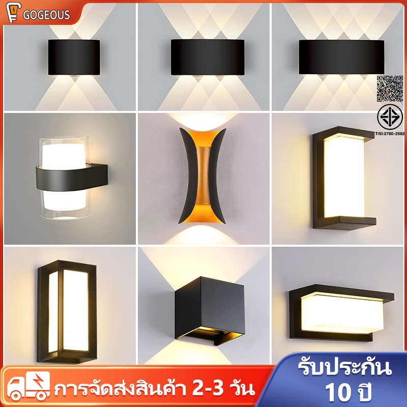 [รับประกัน 10 ปี] โคมไฟติดผนัง 18W โมเดิร์น LED โคมไฟติดผนัง กันน้ํา กลางแจ้ง โคมไฟประตูอลูมิเนียม LED ไฟประดับกลางแจ้ง ไฟ LEDกลางแจ้ง แสงอุ่น ไฟแต่งสวน ไฟทางเดิน กันน้ำได้ IP65