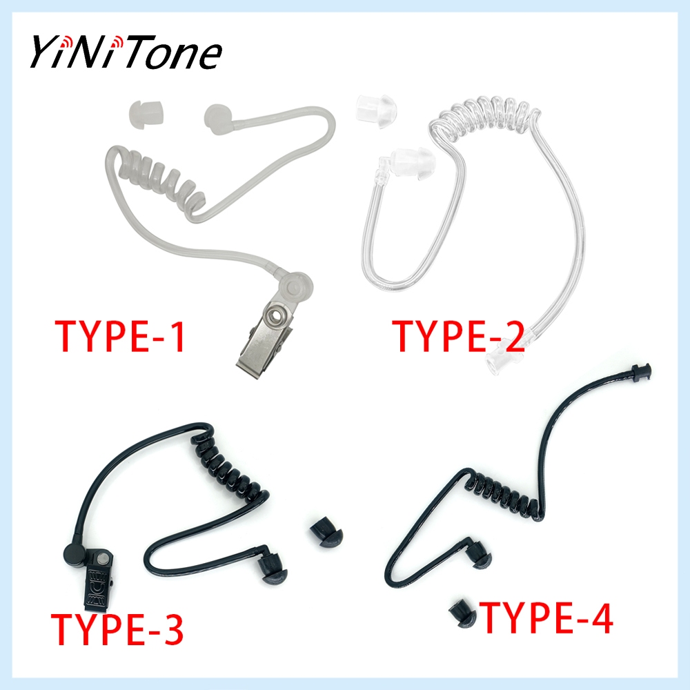 เปลี่ยนสีดํา/โปร่งใส Coil Air Tube & Earplug สําหรับชุดหูฟัง Acoustic Tube Earpiece, Universal Fit รวมคลิปโลหะ & ซิลิโคนหู Bud