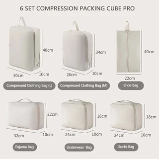 [พร้อมส่งในไทย] 6 ชิ้น กระเป๋าจัดระเบียบ บีบอัดได้ กระเป๋าเก็บของ ออแกไนเซอร์ กระเป๋าเก็บของเดินทาง