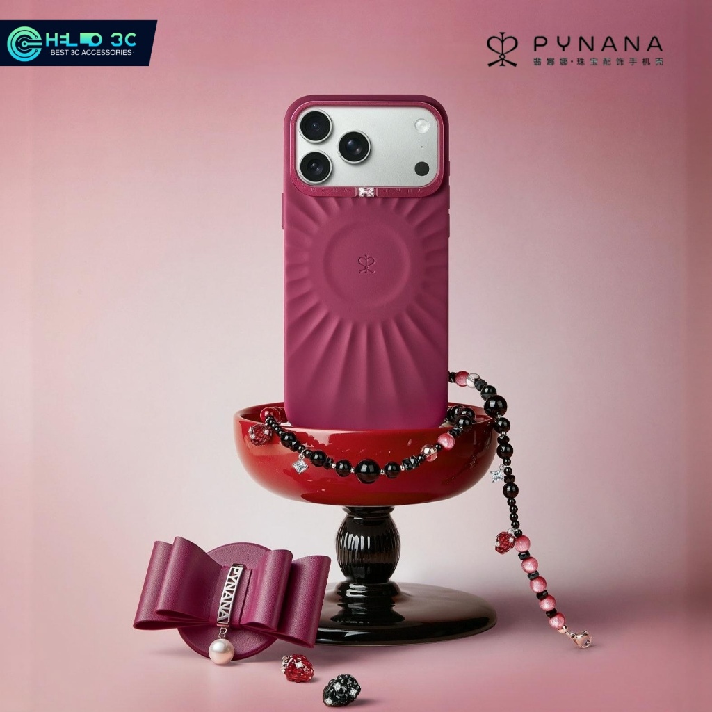 Pynana เครื่องประดับหรูหราสไตล์โซ่และที่วางขาตั้งเคสโทรศัพท์แม่เหล็กสําหรับ iPhone 17 PRO max กรณีเกรดทหารกันกระแทกสําหรับ iPhone 17 PRO กรณี