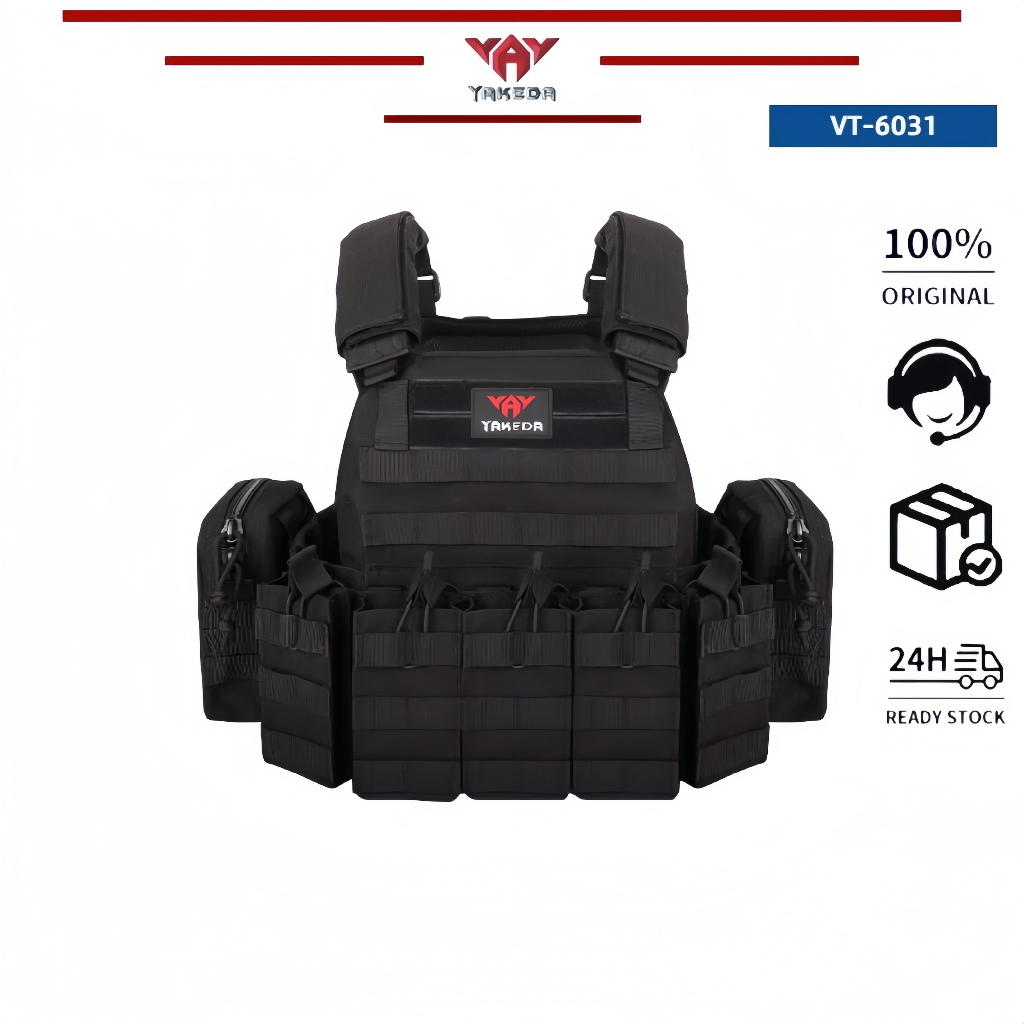 （COD)🔥จัดส่งจากกรุงเทพฯ🔥YAKEDA VT-6031 เสื้อกั๊กยุทธวิธีสะเทินน้ำสะเทินบกสีดำ CS 1000D เสื้อกั๊กยุทธวิธีโพลีเอสเตอร์