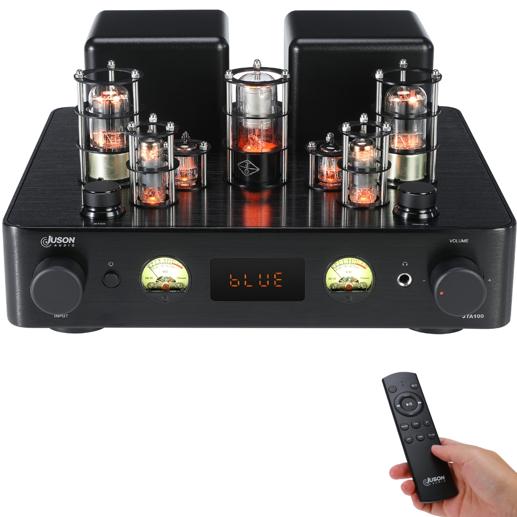 Juson Audio JTA100 2025 200W เครื่องขยายเสียงหลอดสูญญากาศรวม Hybrid BT 5.0 Optical AUX RCA Phono อินพุตและเอาต์พุตหูฟัง 2.1CH Class AB HiFi Home Audio สําหรับ Turntable