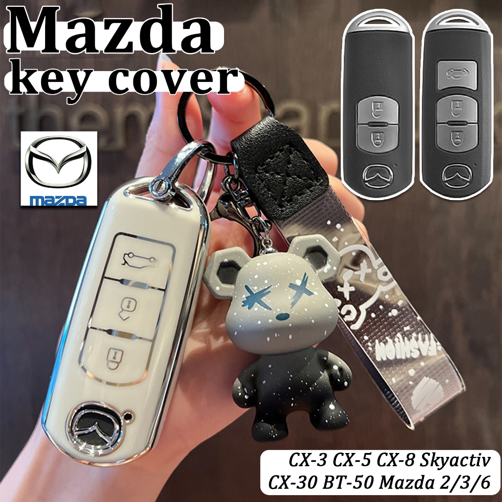 Mazda 2/3/6 Skyactiv ปลอกกุญแจรถ Mazda CX-3 CX-5 CX-8 CX-30 BT-50 เคสกุญแจ Mazda 3 ฝาครอบกุญแจรีโมทพวงกุญแจรถ