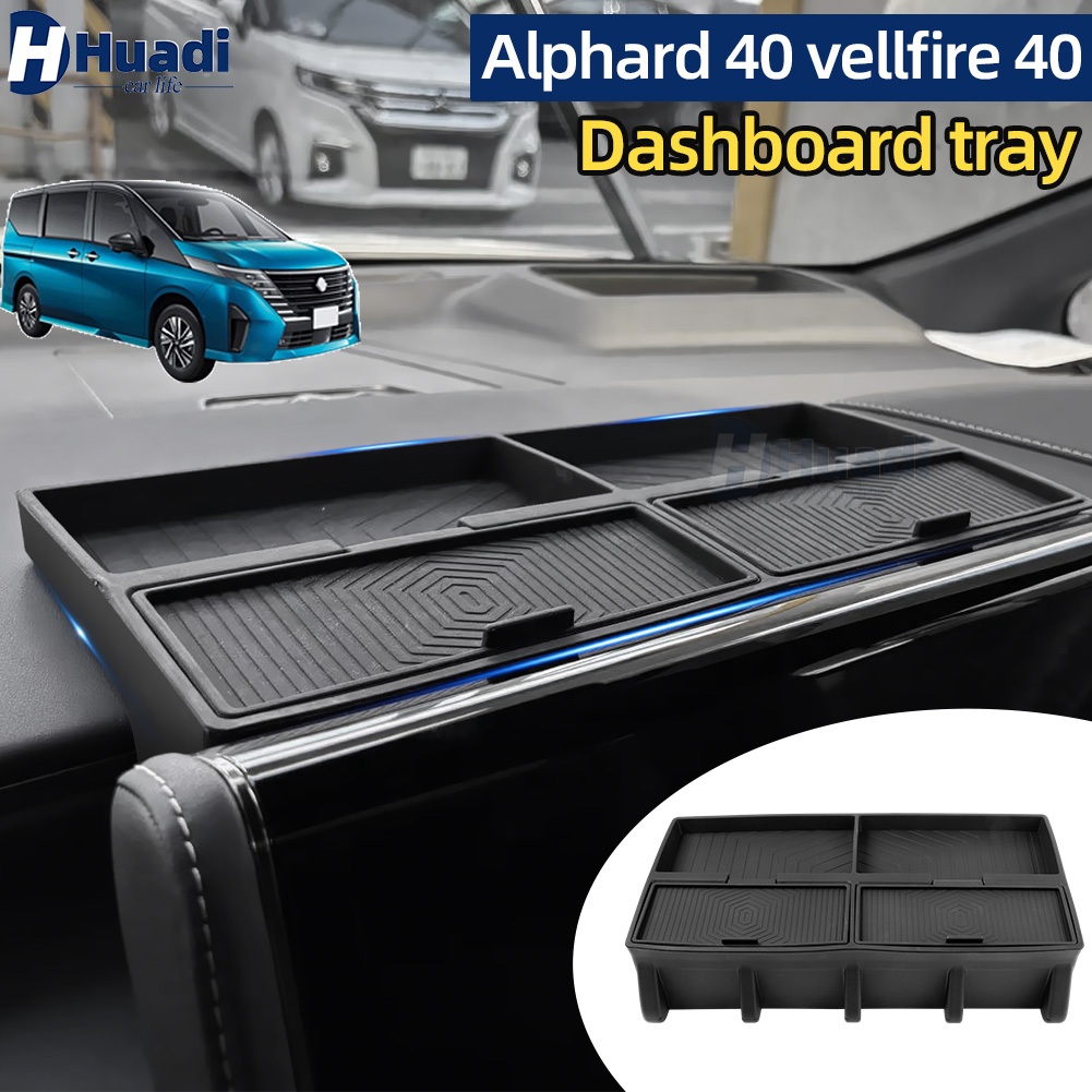 Alphard 40 vellfire 40(2023-2027) กล่องเก็บแผงหน้าปัด ถาดด้านหลังนําทาง agh40 anh40 แผงหน้าปัดรถยนต์ กล่องเก็บของ ที่เก็บของอเนกประสงค์ สีดํา