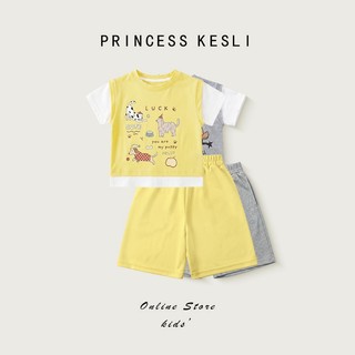 Princess Kesli ชุดเซ็ท แฟชั่นเด็ก ฤดูร้อนรุ่นใหม่ 2ชิ้น สไตล์กีฬา ใส่ได้ทั้งเด็กชาย-หญิง 1-9 ปี