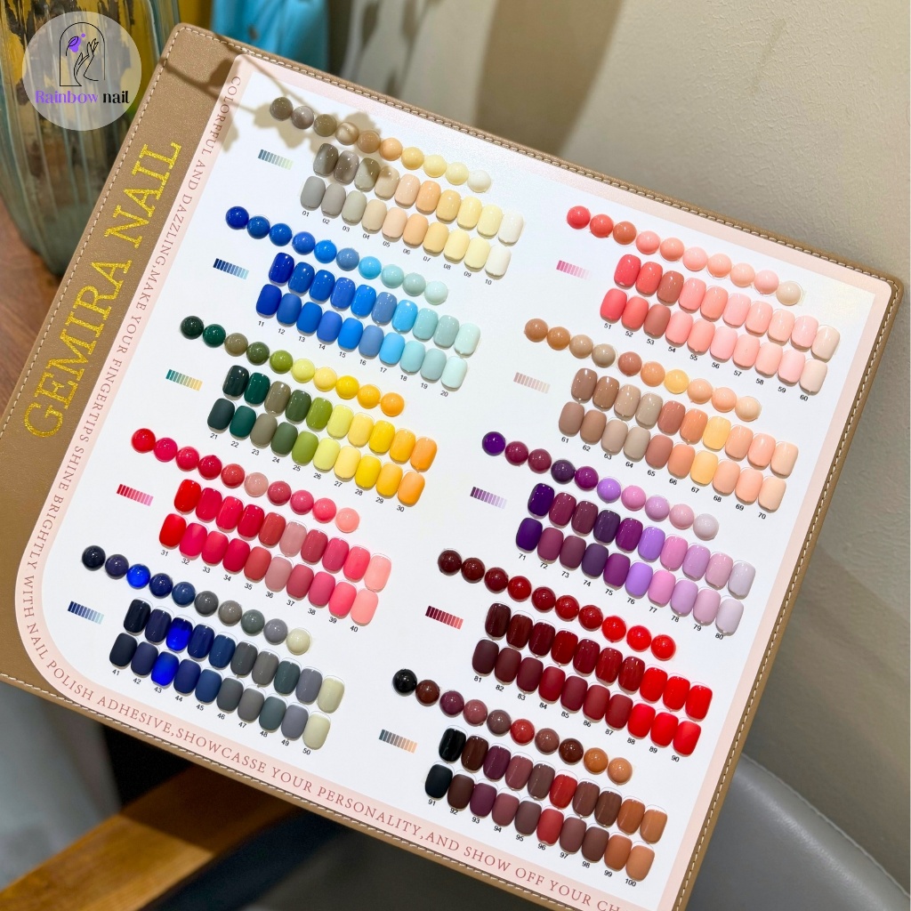 พร้อมส่ง ชุดเปิดร้านสีเจลทำเล็บ GEMIRA 100 สี แถมชาตสี เบสท็อป เนื้อสีแน่น สีสวยตรงปก แถมชาร์ทสี