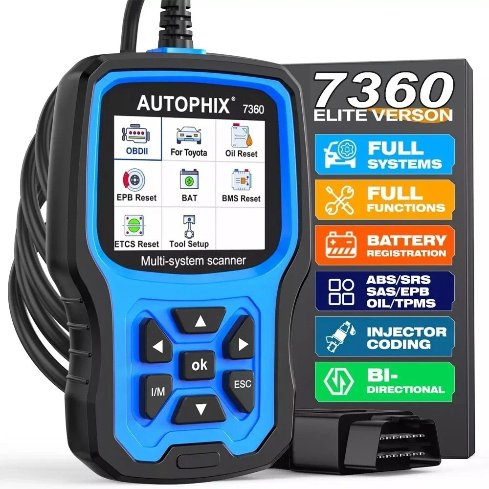 Autophix 7360 OBD2 เครื่องสแกนเฉพาะ Toyota เครื่องอ่านโค้ด วิเคราะห์เต็มระบบ รีเซ็ตน้ำมัน DPF ABS