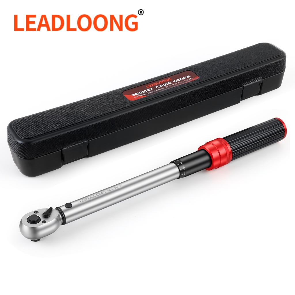 LEADLOONG ประแจปอนด์ 1/4",3/8",1/2" 72 ฟันเต็ธ ประแจทอร์คตั้งค่าล่วงหน้า ด้ามขันปอนด์ มาตราส่วนคู่