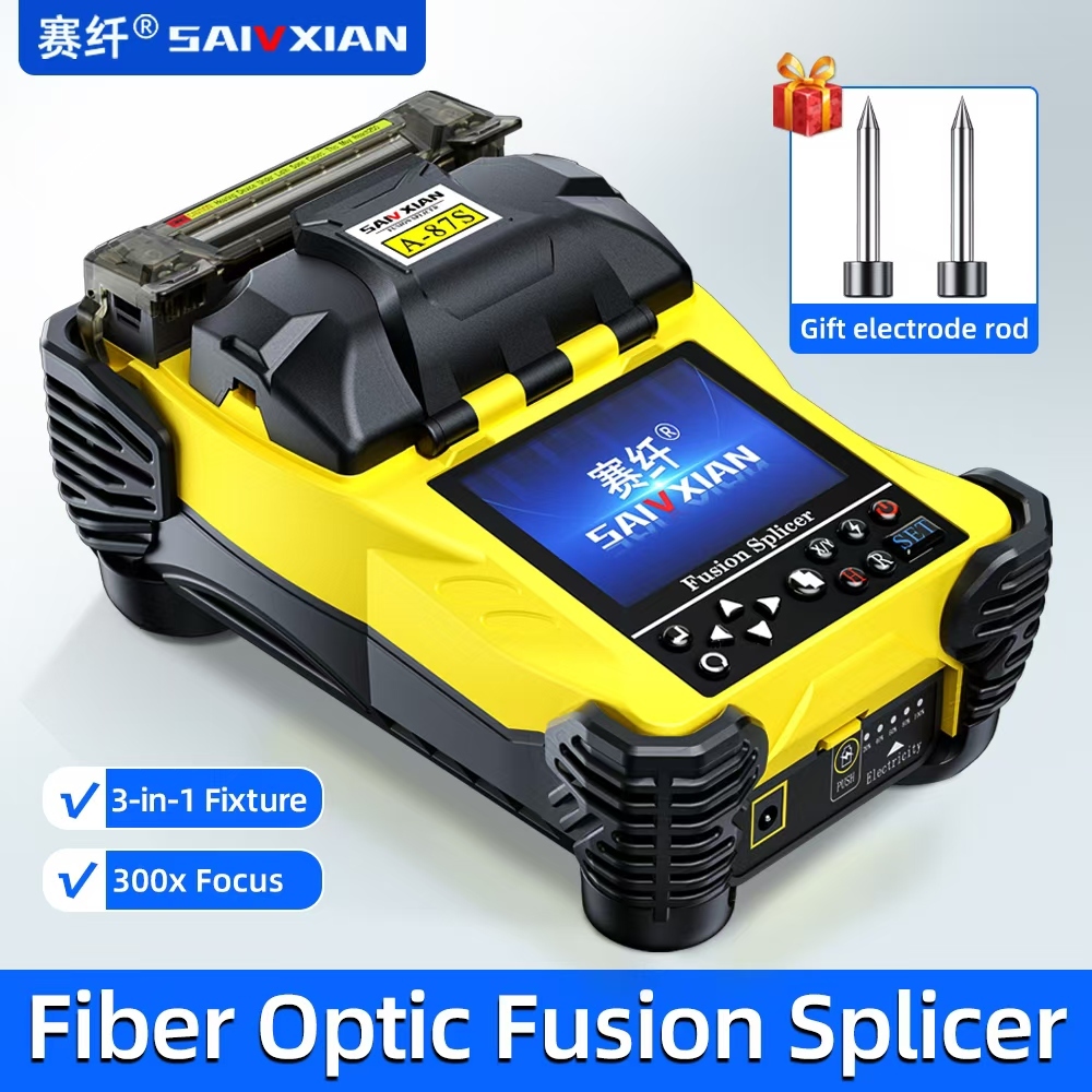 SAIVXIAN A-87S Fusion Splicer เครื่องหลอมสายไฟเบอร์อัตโนมัติ FTTH 4 Motor Fusion Splicer