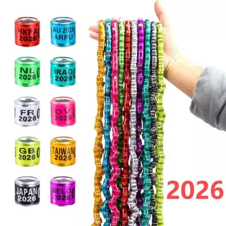 2026 แหวนเท้านกหลายสีเส้นผ่านศูนย์กลางภายใน 8 มม. เครื่องมือฝึกนกพิราบ