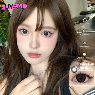 คอนเทคเลน UYAAI 【0.00~6.00】คอนแทคเลนส์ Black คอนแทคเลนส์ตาหวาน คอนแทคเลนส์ตาโตแบ๊ว 14.2~14.5mm