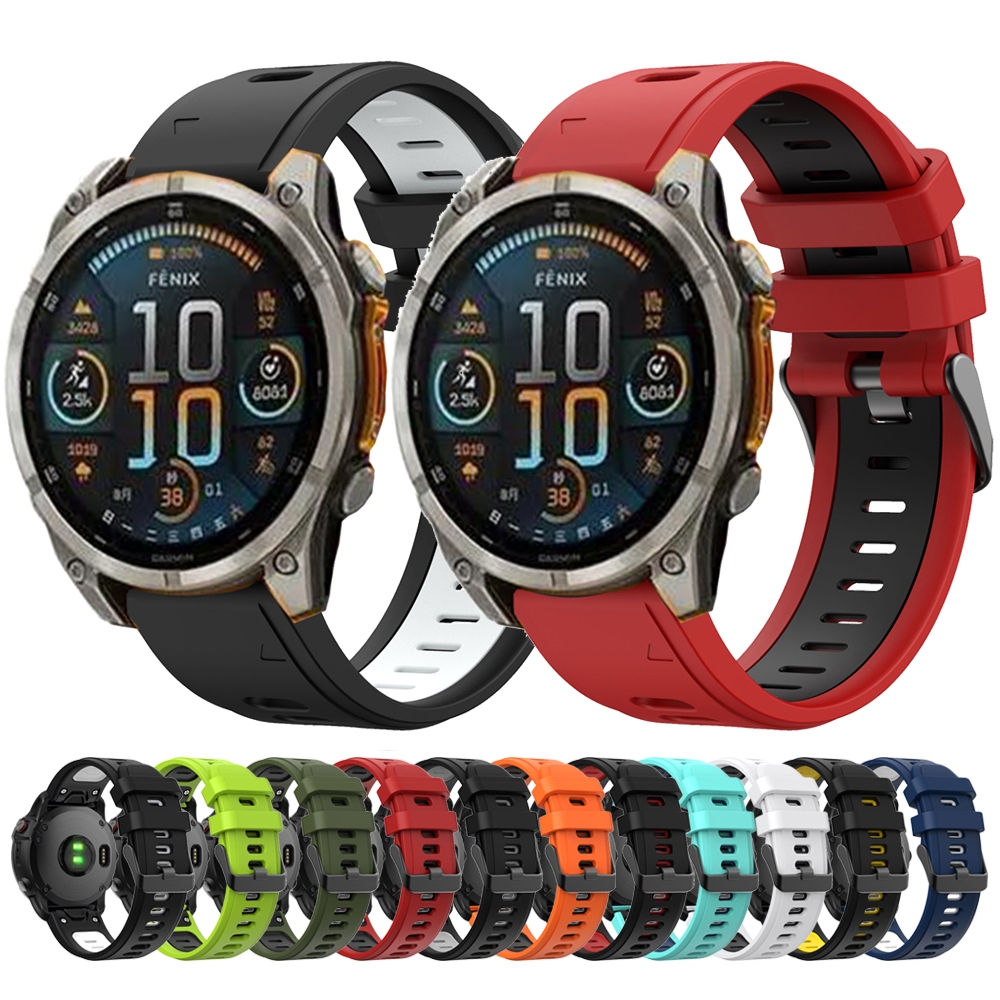 สําหรับ Garmin Fenix 8 E 47 มม.Quick Fit 22 มม.ซิลิโคนสายนาฬิกาสายรัดข้อมือสีเดียวสําหรับ Garmin app