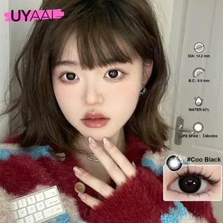คอนเทคเลน UYAAI 【0.00~6.00】คอนแทคเลนส์ Black คอนแทคเลนส์ตาหวาน คอนแทคเลนส์ตาโตแบ๊ว 14.2~14.5mm