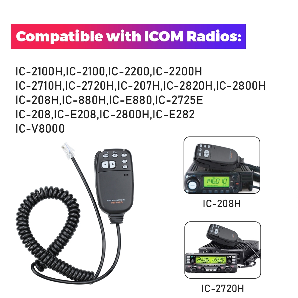HM-24for ICOM IC-2100H IC-2710H IC-2800H IC-2200H IC-V8000 IC-2100 IC-2200 IC-208 วิทยุใหม่ HM-98S เ
