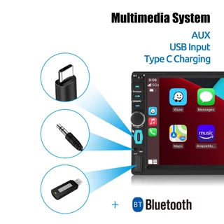 ระบบเครื่องเสียงรถยนต์ ESSGOO: หน้าจอ dual-chip ขนาด 7 นิ้ว รองรับ CarPlay/Android Auto การโทรบลูทูธ กล้องถอยหลัง HD ชาร์จเร็ว Type-C เครื่องเสียงรถยนต์สากล