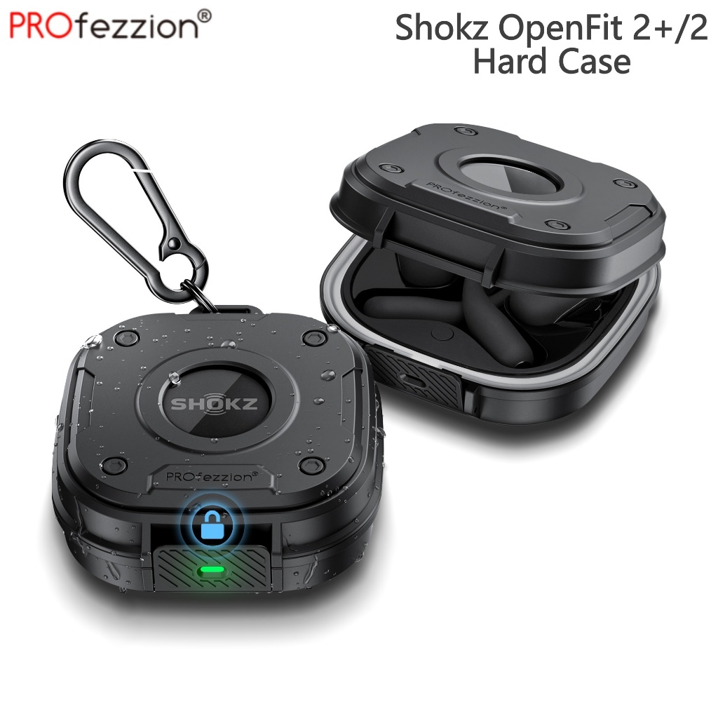 สําหรับ Shokz OPENFIT 2+ Hard Case หูฟังไร้สาย เคส, ปลอกเปลือกแข็งสําหรับ Shokz OpenFit 2+ Plus Earphone หูฟังที่มีความคุ้มครองเต็มรูปแบบและสลักล็อคที่ปลอดภัย