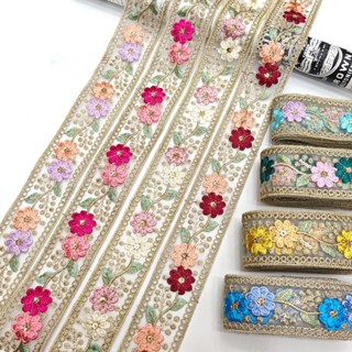 4.5ซม.สไตล์ใหม่ออร์แกนซ่าดอกไม้เย็บปักถักร้อยลูกไม้เสื้อผ้าร…