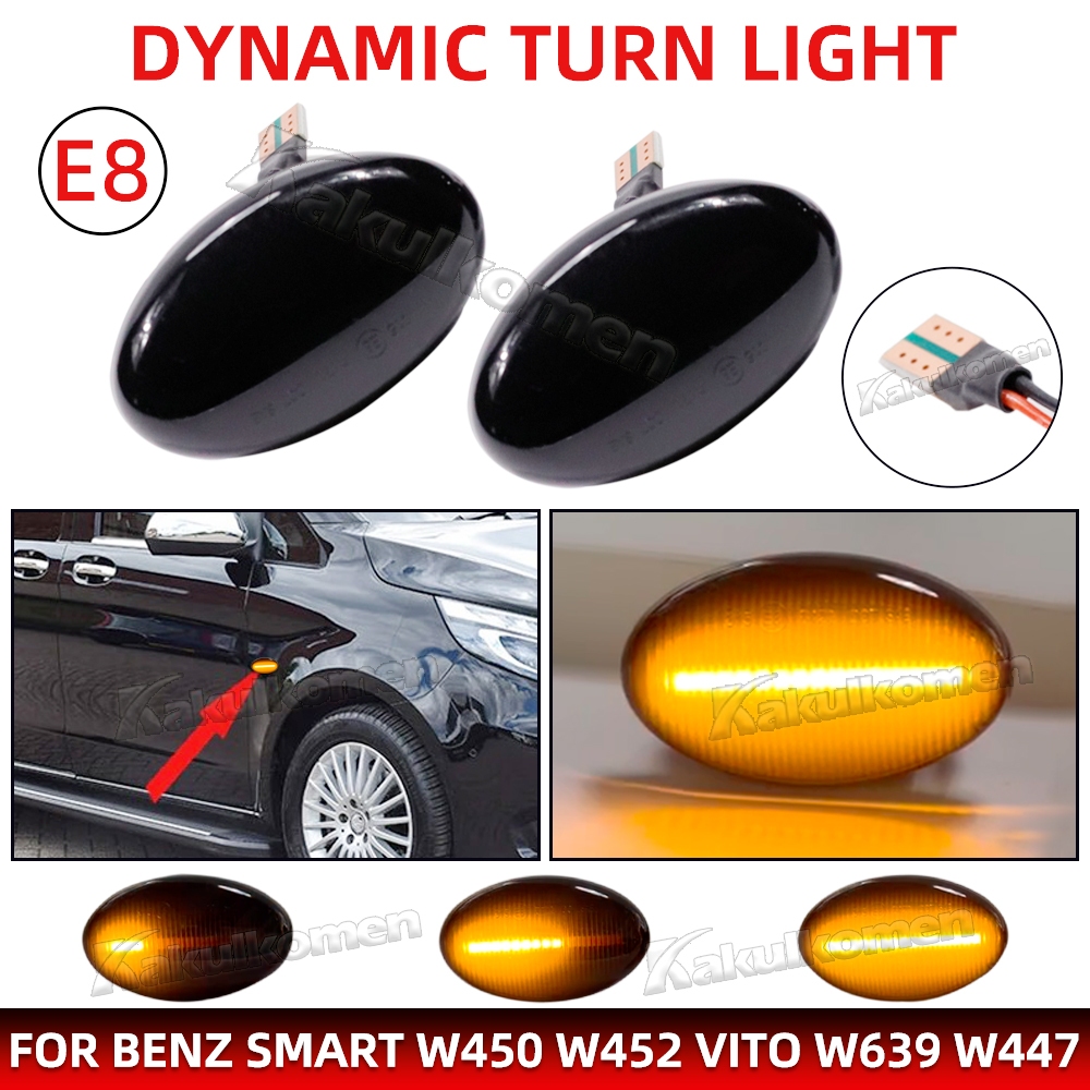 2pcs Led แบบไดนามิกไฟเลี้ยวด้านข้างสําหรับ Mercedes Benz สมาร์ท W450 W452 A-Class W168 Vito W639 W44