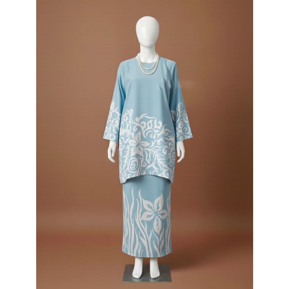 BATIK Baju Kurung Set Women พิมพ์ baju Raya 2026 Floral Grace- Baju Kurung Size XS-5XL baju Raya 202