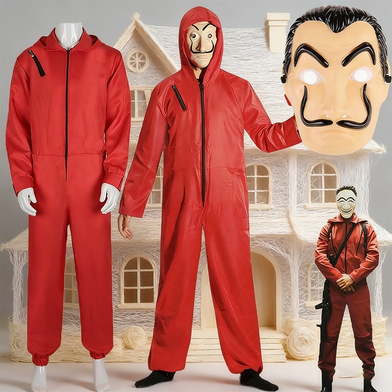 🔥ส่งไว จาก กทม🔥 ชุดนักโทษ La casa de papel Dali mask jump suit ทรชนคนปล้นโลก ชุดนักโทษพร้อมหน้ากากฟรี