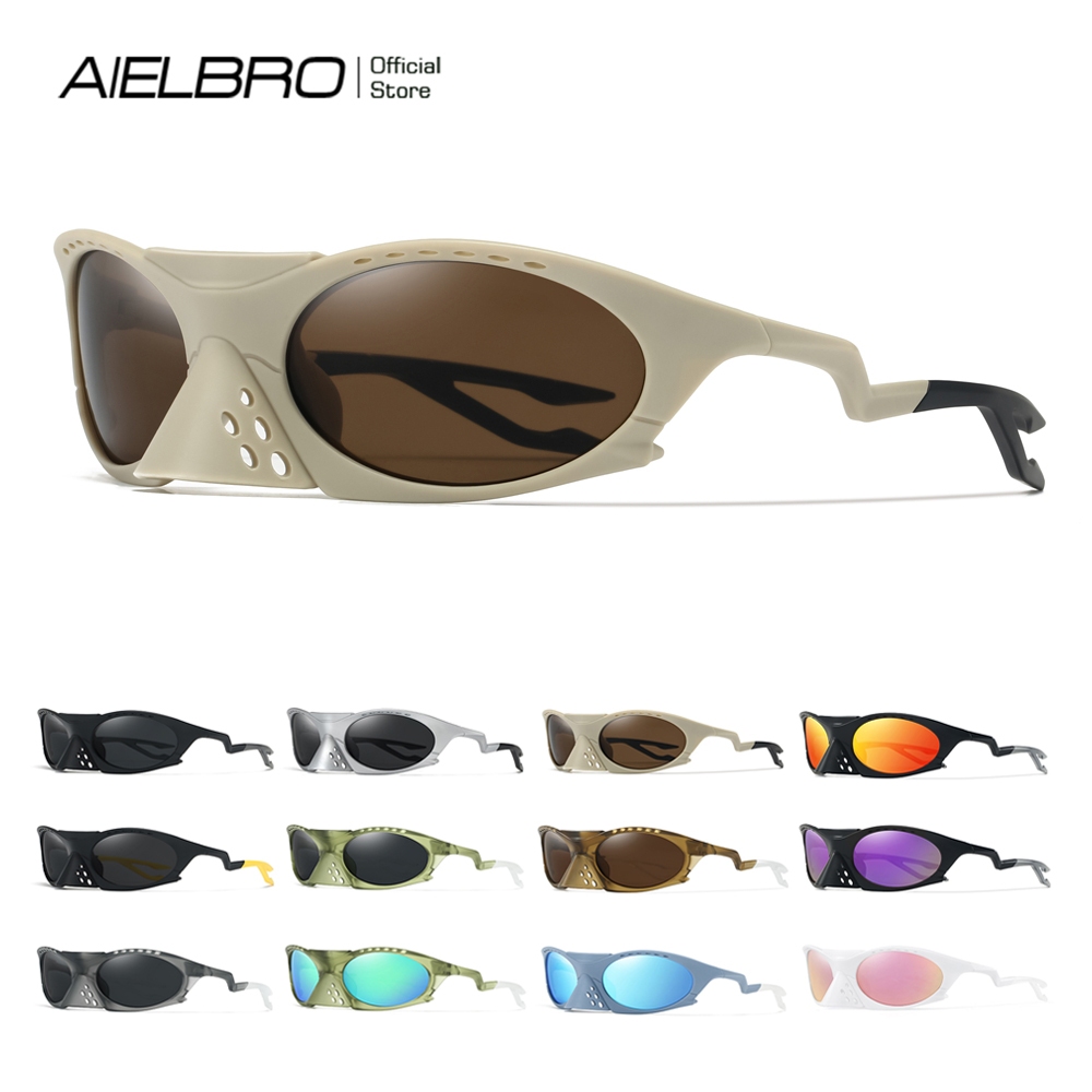 Aielbro แว่นตาขี่จักรยานป้องกันรังสีแว่นตากันแดดวิ่ง Shades จักรยานแว่นตาม่านบังแดดจักรยานผู้ชาย