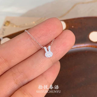 สร้อยคอดีไซน์ใหม่จากเงินSterling Silver 925 มีเพชรเต็มอารมณ์ ดูหรูหราและเรียบง่าย สไตล์Niche ที่กำลังขายดี